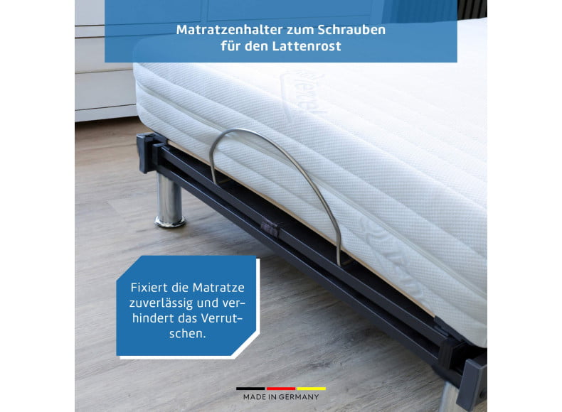 Der Matratzenstopper fixiert die Matratze zuverlässig und verhindert das Verrutschen.