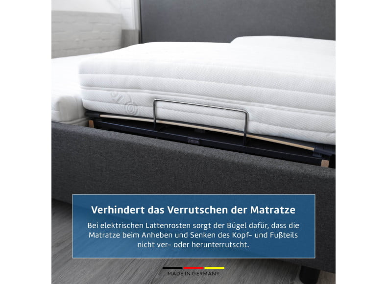 Metall Haltebügel für Matratzen. Verhindert Verrutschen der Matratze speziell auf Motorlattenrosten