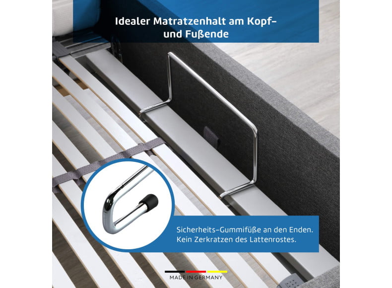 Idealer Matratzenhalt am Kopf- und Fußende