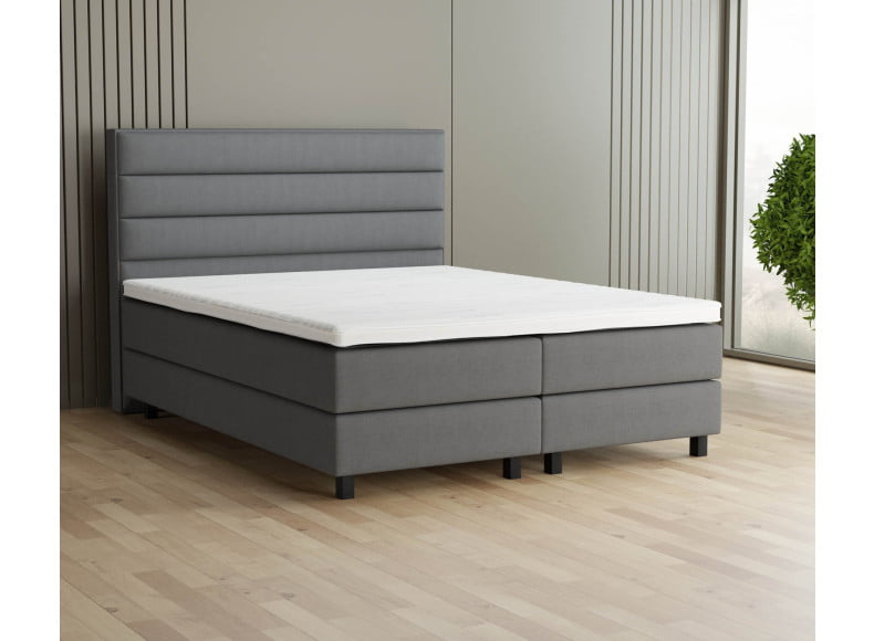 Hellgrau 5246 Tia - 20cm Box, 120cm Kopfteil, 12cm Füße quadratisch