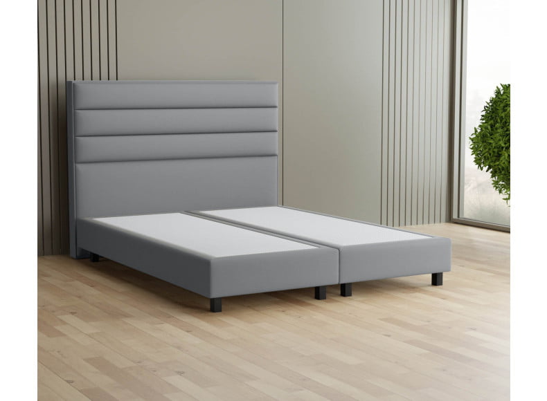 Hellgrau 5434 Loto - 20cm Box, 120cm Kopfteil, 12cm Füße quadratisch