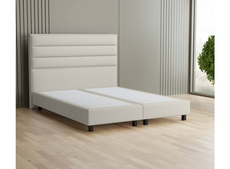 Cremeweiß 3906 Tia - 20cm Box, 120cm Kopfteil, 12cm Füße quadratisch