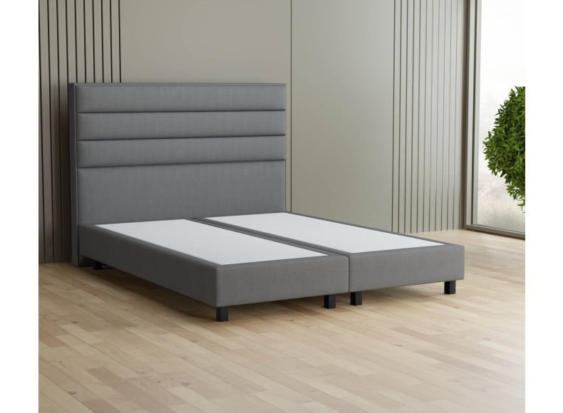 Hellgrau 5246 Tia - 20cm Box, 120cm Kopfteil, 12cm Füße quadratisch