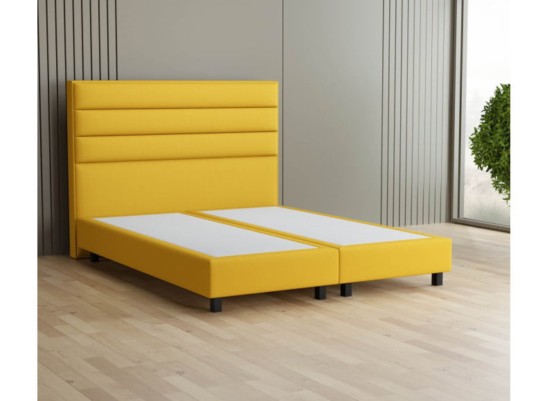 Senfgelb 5569 Tia - 20cm Box, 120cm Kopfteil, 12cm Füße quadratisch