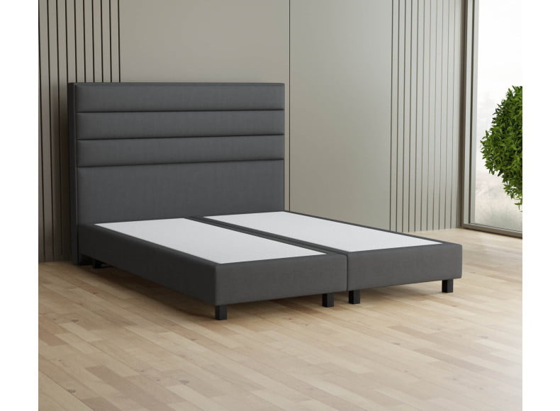 Dunkelgrau 5711 Tia - 20cm Box, 120cm Kopfteil, 12cm Füße quadratisch