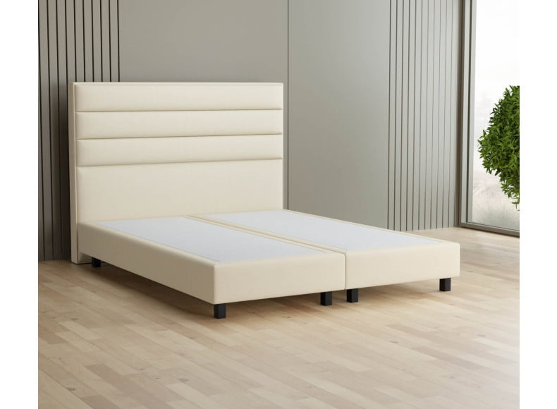 Ecru 135-135 Woolyun - 20cm Box, 120cm Kopfteil, 12cm Füße quadratisch