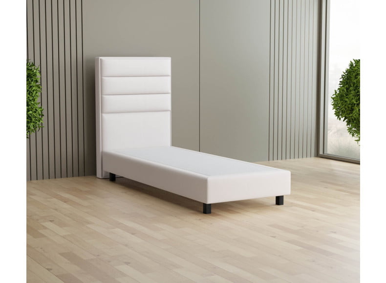 Lichtgrau 9130 Tia - 20cm Box, 120cm Kopfteil, 12cm Füße quadratisch