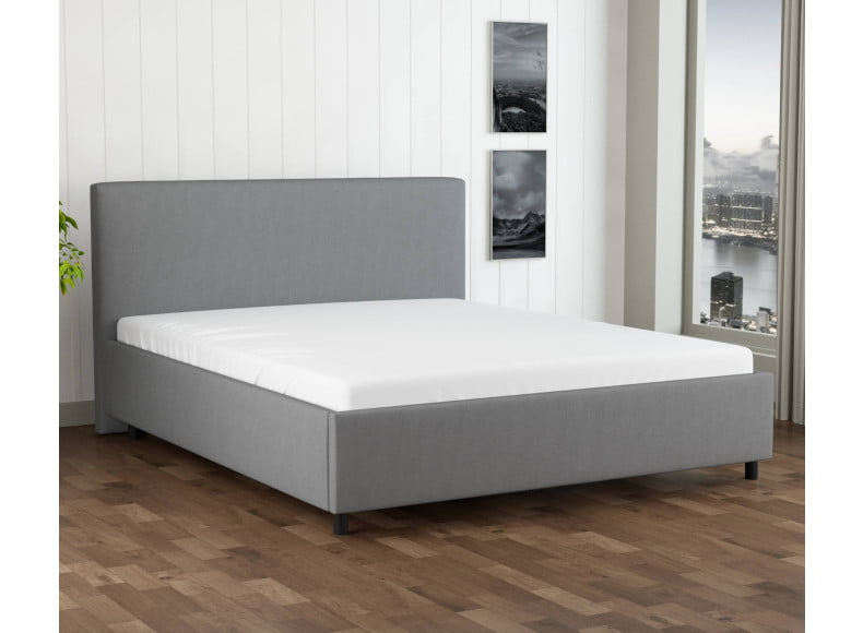 Hellgrau 5246 Tia - 30cm Rahmen,100cm Kopfteil, 12cm Füße - Polsterbett 180x200