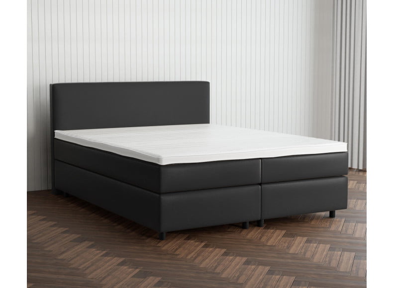 Schwarz 7006 Loto - 30cm Box,100cm Kopfteil, 6cm Füße - Boxspringbett 170x200