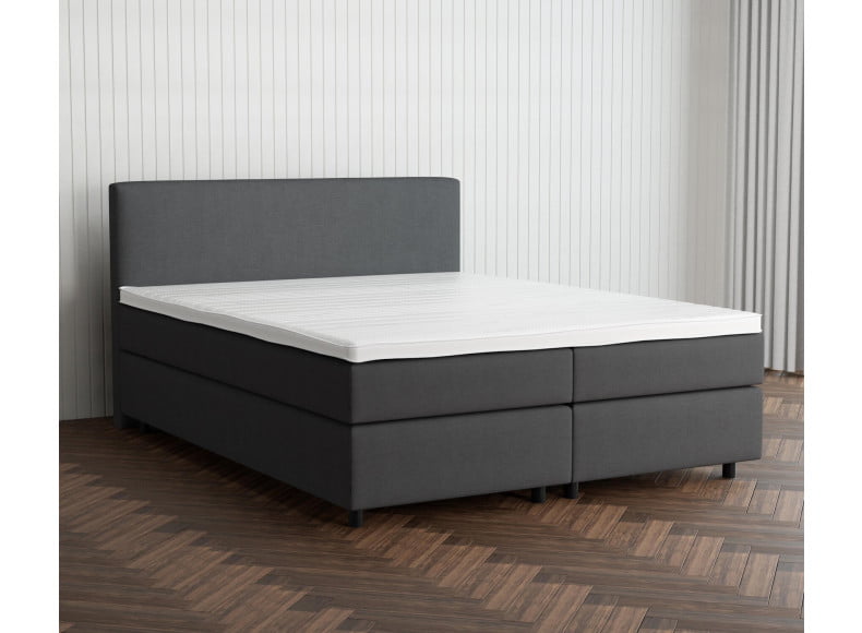 Dunkelgrau 5711 Tia - 30cm Box,100cm Kopfteil, 6cm Füße - Boxspringbett 160x220