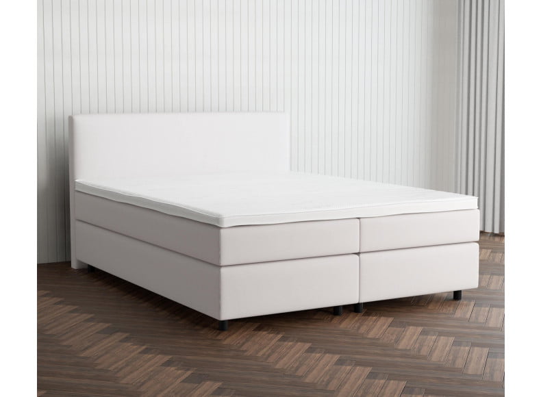 Lichtgrau 9130 Tia - 30cm Box,100cm Kopfteil, 6cm Füße - Boxspringbett 160x180
