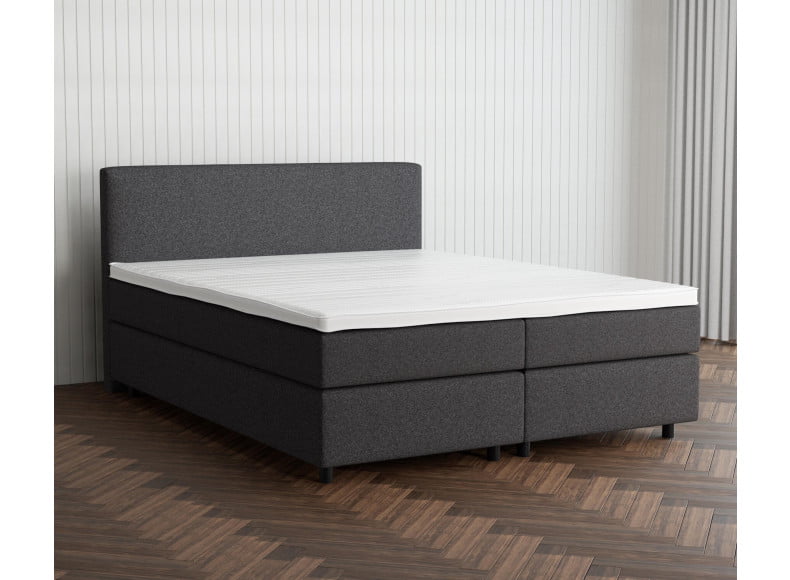 Anthrazit 09-24 Woolyun - 30cm Box,100cm Kopfteil, 6cm Füße - Boxspringbett 160x180
