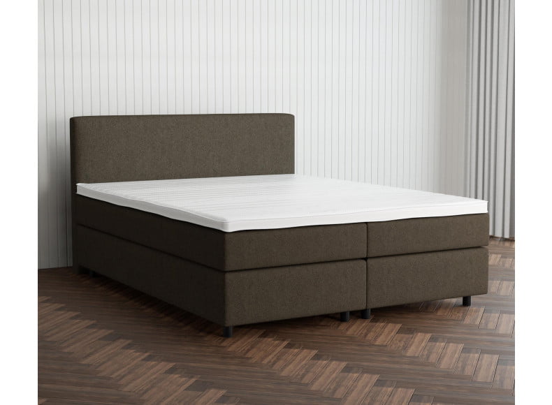 Taupe 18-72 Woolyun - 30cm Box,100cm Kopfteil, 6cm Füße - Boxspringbett 160x180