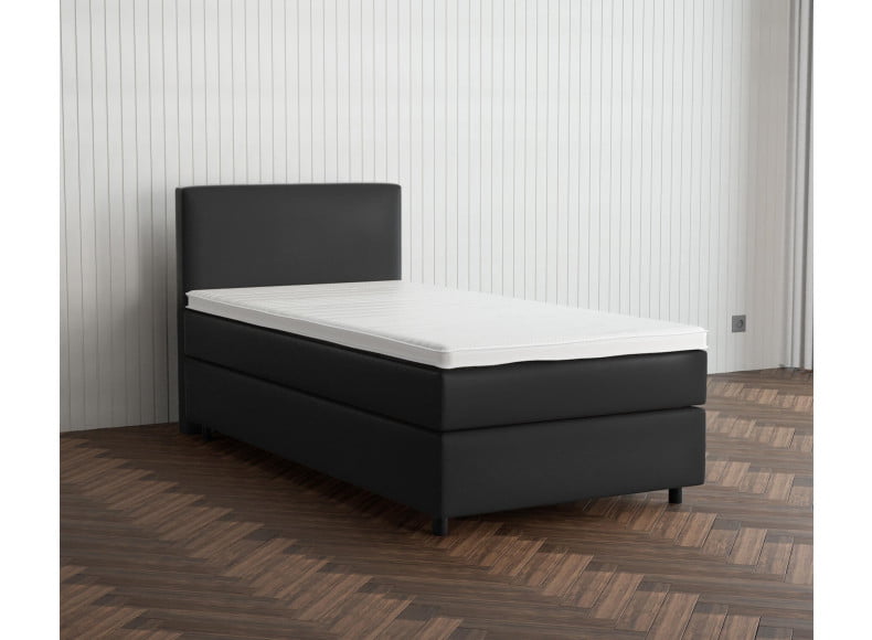 Schwarz 7006 Loto - 30cm Box,100cm Kopfteil, 6cm Füße - Boxspringbett 90x200