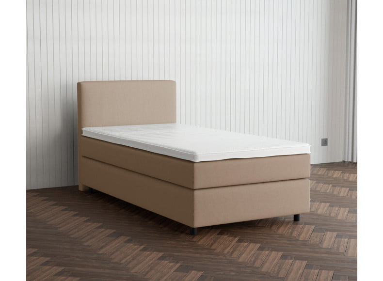 Beige 3315 Tia - 30cm Box,100cm Kopfteil, 6cm Füße - Boxspringbett 130x200