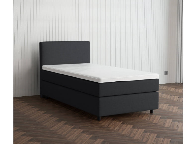 Dunkelgrau 5711 Tia - 30cm Box,100cm Kopfteil, 6cm Füße - Boxspringbett 130x200
