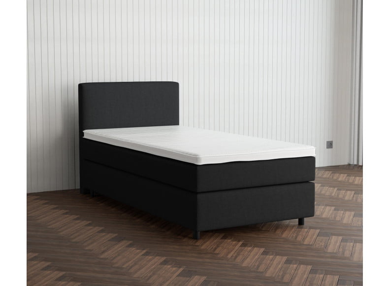 Schwarz 7006 Tia - 30cm Box,100cm Kopfteil, 6cm Füße - Boxspringbett 130x200
