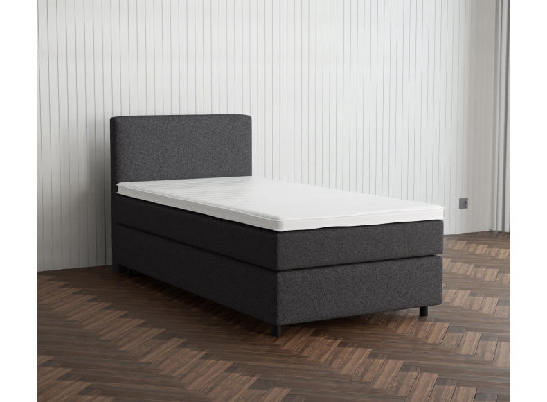 Anthrazit 09-24 Woolyun - 30cm Box,100cm Kopfteil, 6cm Füße - Boxspringbett 130x200