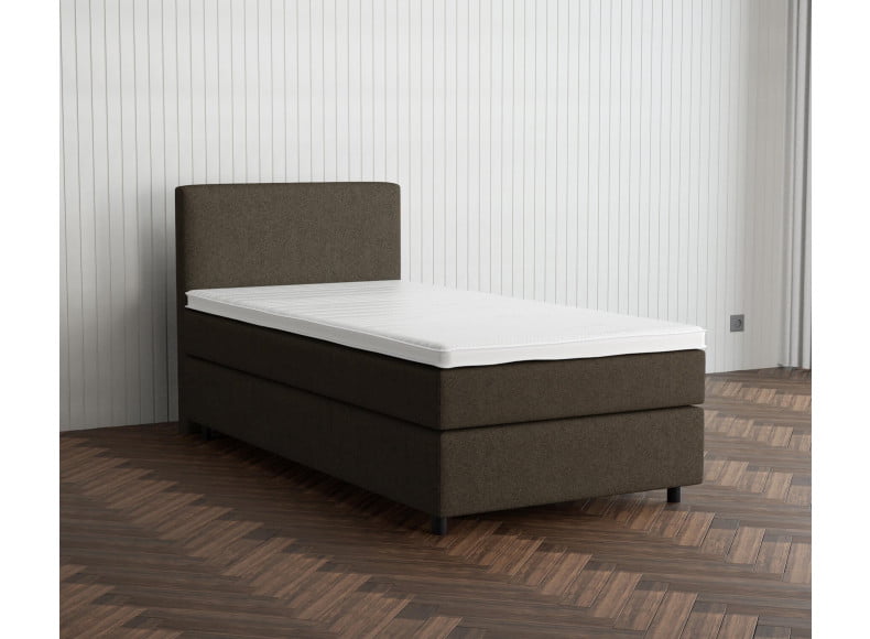 Taupe 18-72 Woolyun - 30cm Box,100cm Kopfteil, 6cm Füße - Boxspringbett 130x200