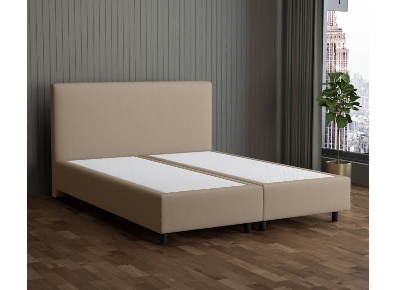 Beige 3315 Tia - 30cm Box,100cm Kopfteil, 12cm Füße - Boxspringbett ohne Matratze 300x220