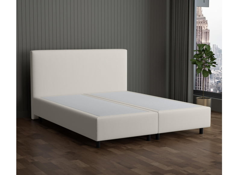Cremeweiß 3906 Tia - 30cm Box,100cm Kopfteil, 12cm Füße - Boxspringbett ohne Matratze 300x220