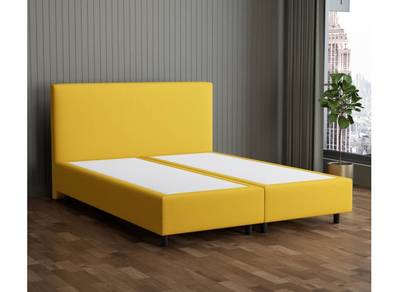 Senfgelb 5569 Tia - 30cm Box,100cm Kopfteil, 12cm Füße - Boxspringbett ohne Matratze 300x220