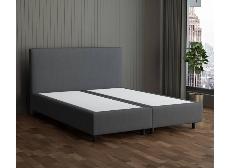 Dunkelgrau 5711 Tia - 30cm Box, 100cm Kopfteil, 12cm Füße - Boxspringbett ohne Matratze 160x200