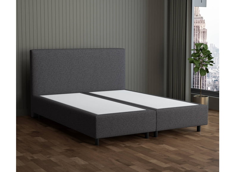 Anthrazit 09-24 Woolyun - 30cm Box,100cm Kopfteil, 12cm Füße - Boxspringbett ohne Matratze 300x220