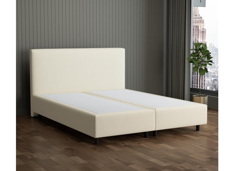 Ecru 135-135 Woolyun - 30cm Box,100cm Kopfteil, 12cm Füße - Boxspringbett ohne Matratze 300x220