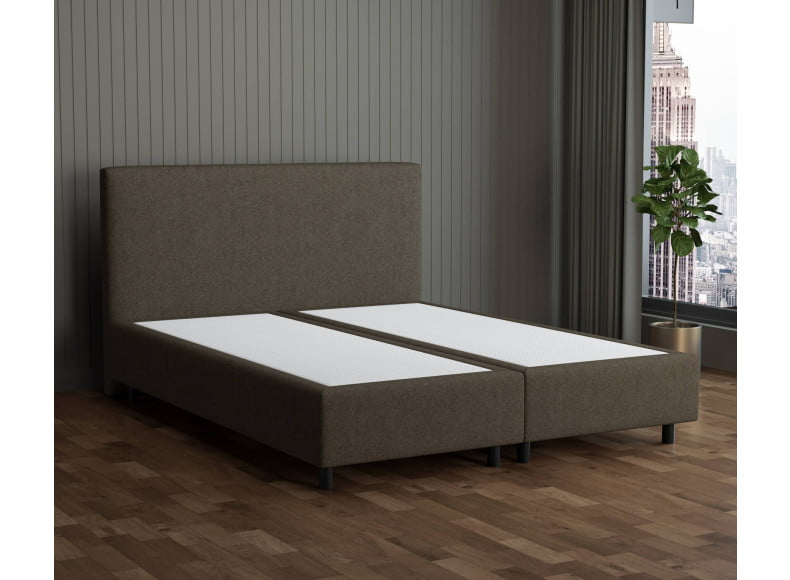 Taupe 18-72 Woolyun - 30cm Box,100cm Kopfteil, 12cm Füße - Boxspringbett ohne Matratze 300x220