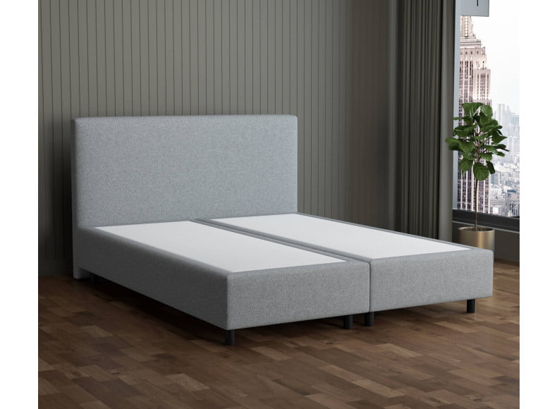 Grau 24-24 Woolyun - 30cm Box,100cm Kopfteil, 12cm Füße - Boxspringbett ohne Matratze 300x220