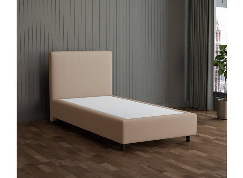 Beige 3315 Tia - 30cm Box,100cm Kopfteil, 12cm Füße - Boxspringbett ohne Matratze 100x200