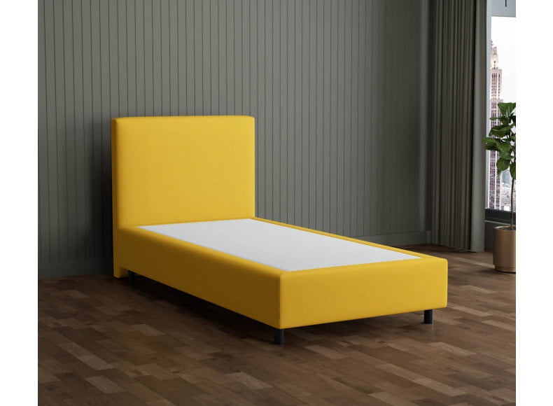 Senfgelb 5569 Tia - 30cm Box,100cm Kopfteil, 12cm Füße - Boxspringbett ohne Matratze 100x200