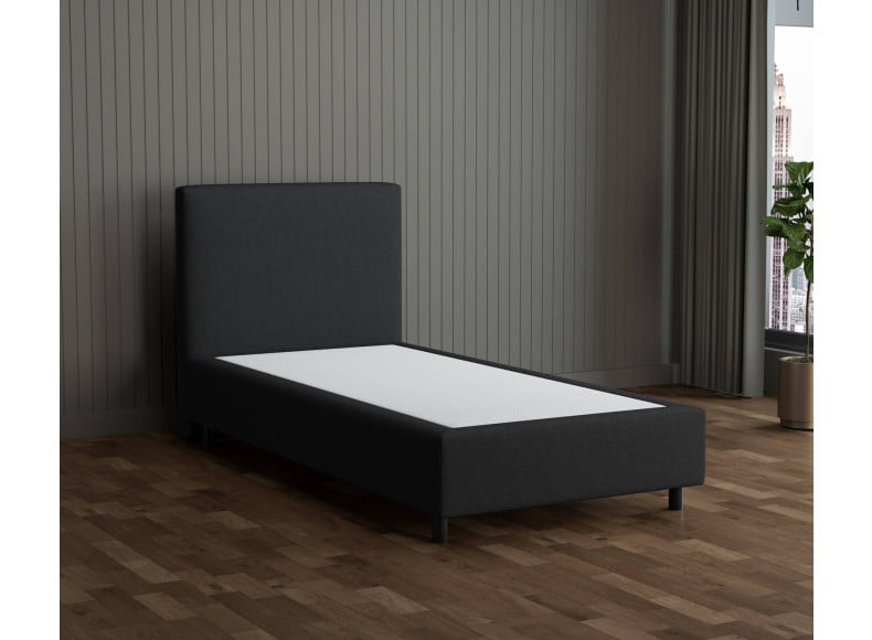 Schwarz 7006 Tia - 30cm Box,100cm Kopfteil, 12cm Füße - Boxspringbett ohne Matratze 100x200