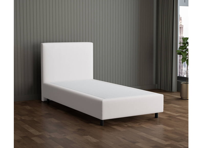 Lichtgrau 9130 Tia - 30cm Box,100cm Kopfteil, 12cm Füße - Boxspringbett ohne Matratze 100x200