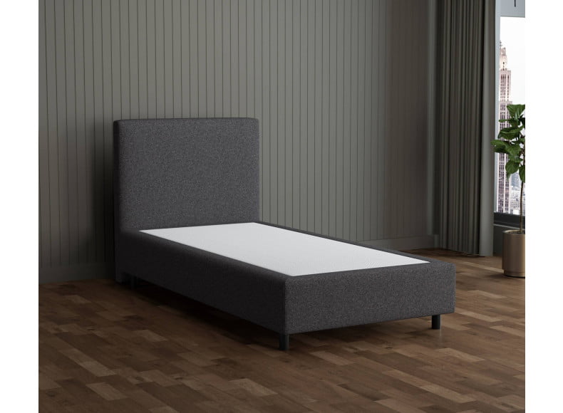 Anthrazit 09-24 Woolyun - 30cm Box,100cm Kopfteil, 12cm Füße - Boxspringbett ohne Matratze 100x200