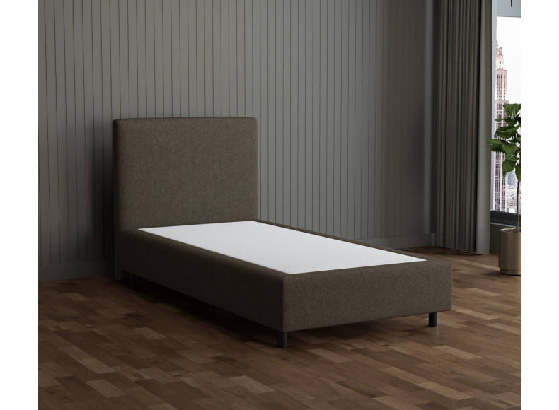 Taupe 18-72 Woolyun - 30cm Box,100cm Kopfteil, 12cm Füße - Boxspringbett ohne Matratze 100x200