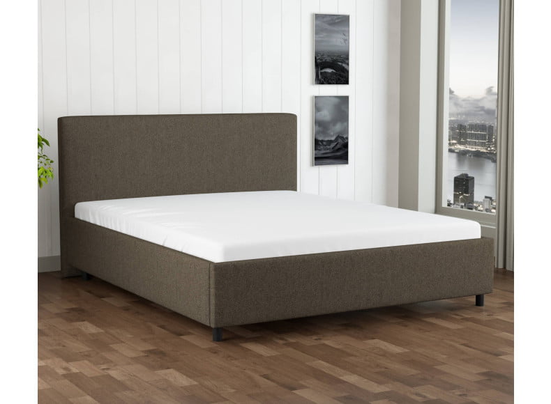Taupe 18-72 Woolyun - 30cm Rahmen,100cm Kopfteil, 12cm Füße - Polsterbett 180x200
