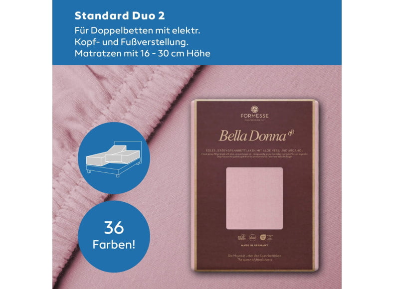 Bella Donna Standard Duo 2 Spannbettlaken für Matratzen mit elektrischer Kopf- und Fußverstellung