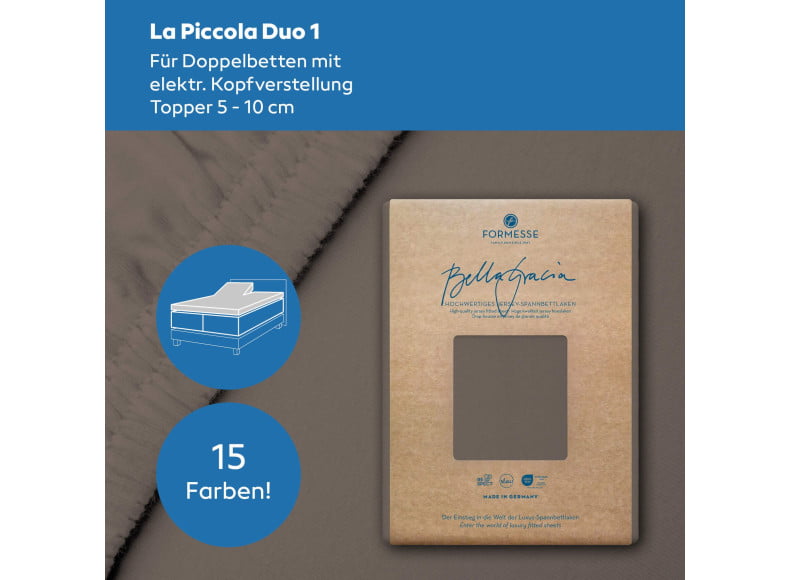 Bella Gracia La Piccola Duo 1 Spannbettlaken für Topper mit verstellbarem Kopfteil und einer Höhe bis 10 cm