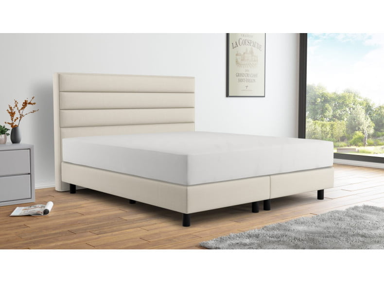 Dory Ecru 01 (Abb. Kopfteil 120cm, Boxspring 20cm, Füße 12cm)