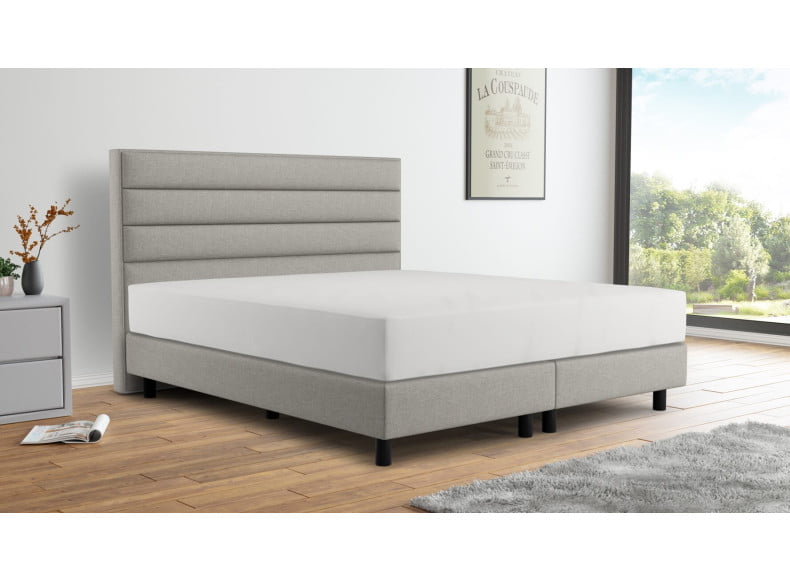Dory Grau 13 (Abb. Kopfteil 120cm, Boxspring 20cm, Füße 12cm)
