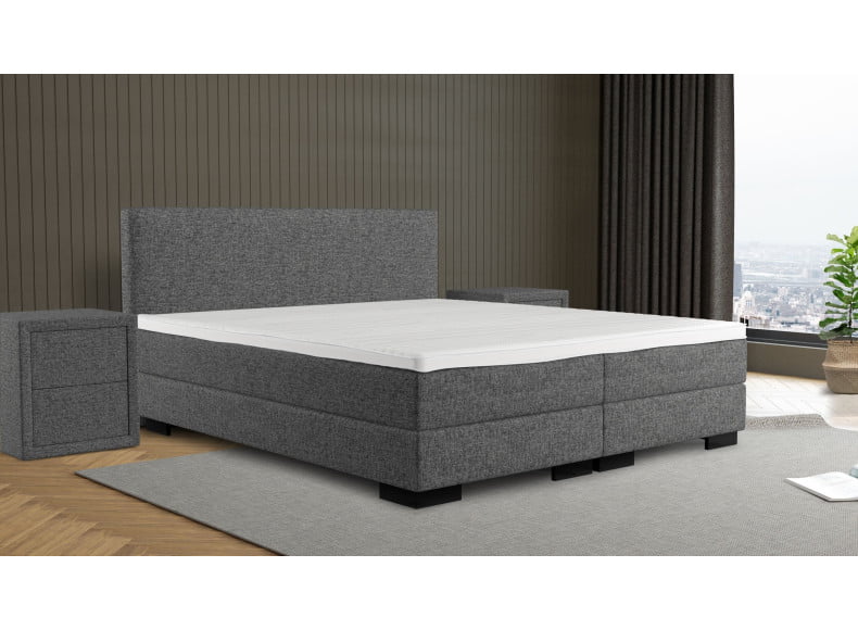 Dory 28 - Kopfteil 100cm - Füße Corner 6cm (Aufpreis) - Box 20cm - Matratze 20cm - Topper 7cm (Abb. zeigt Doppelbett)