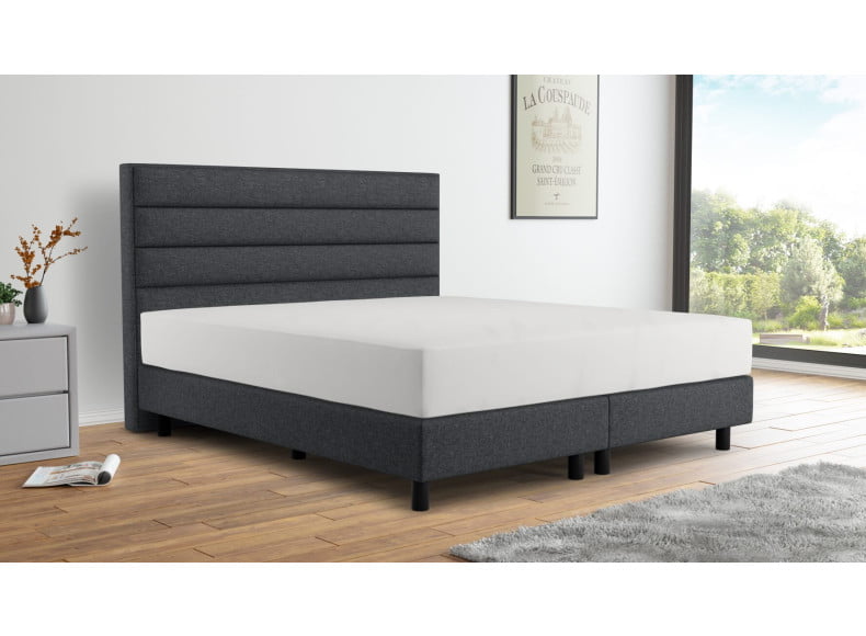 Dory Anthrazit 53 (Abb. Kopfteil 120cm, Boxspring 20cm, Füße 12cm)