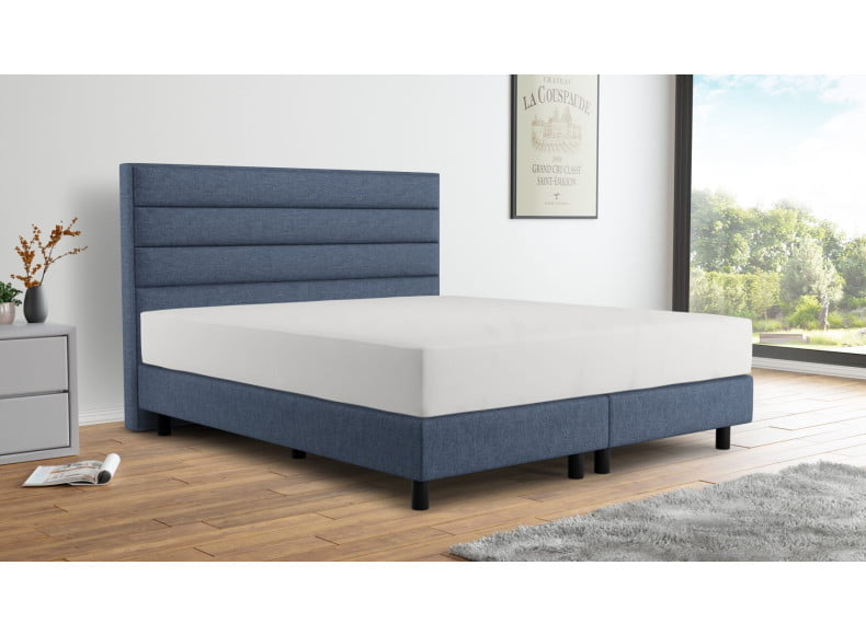 Dory Dunkelblau 58 (Abb. Kopfteil 120cm, Boxspring 20cm, Füße 12cm)