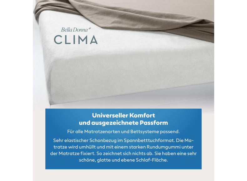 Bella Donna Clima Alto - Der Schonbezug im Spannbetttuchformat sitzt wie eine zweite Haut auf der Matratze