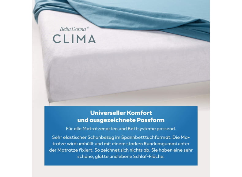 Bella Donna Clima La Piccola - Der Schonbezug im Spannbetttuchformat sitzt wie eine zweite Haut auf dem Topper.
