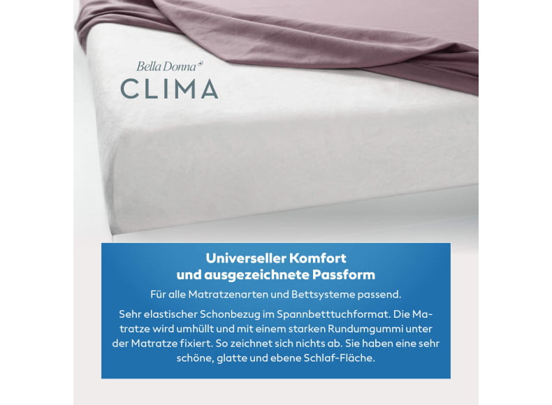 Bella Donna Clima - Der Schonbezug im Spannbetttuchformat sitzt wie eine zweite Haut auf der Matratze