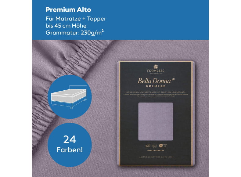 Bella Donna Premium Alto - Spannbettlaken für Matratzen + Topper bis zu 45 cm Höhe