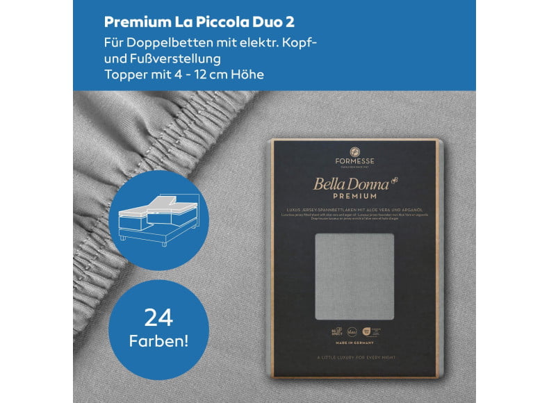 Bella Donna Premium La Piccola DUO 2 - Spannbettlaken für Topper bis 12 cm Höhe mit elektrischer Kopf- und Fußverstellung